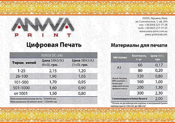 Цифровая печать - цена снижена! Цифровая печать - цена снижена!
